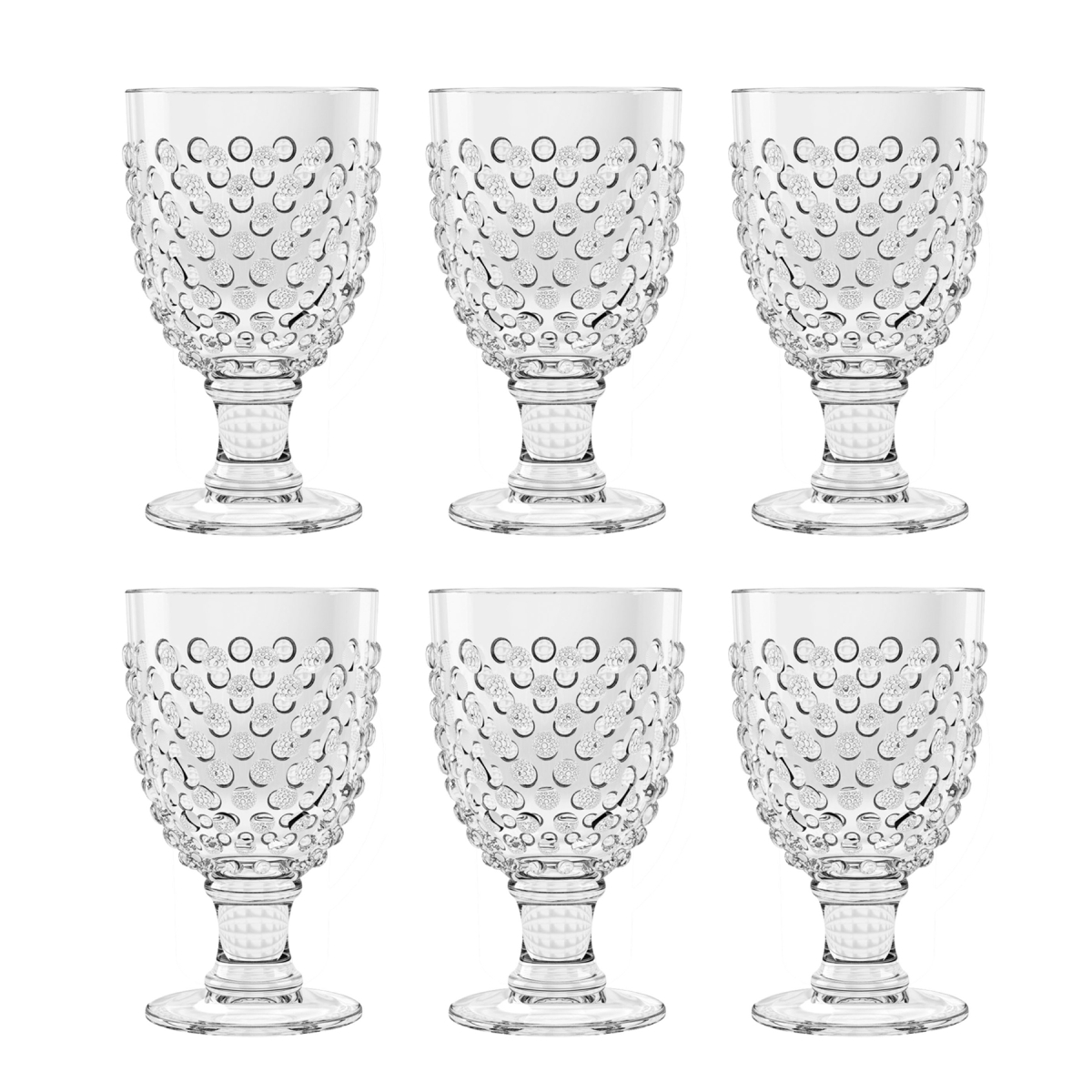 Picture of Abode Homewares TT21848072 17 oz TarHong Hobnail Goblet, Clear - Set of 6