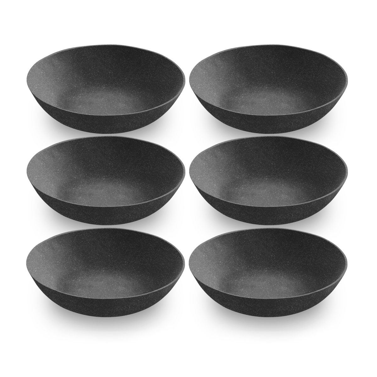 Picture of Abode Homewares DN22904174 9 in. 40 oz TarHong Planta Matte Black Low Bowl, Black - Set of 6