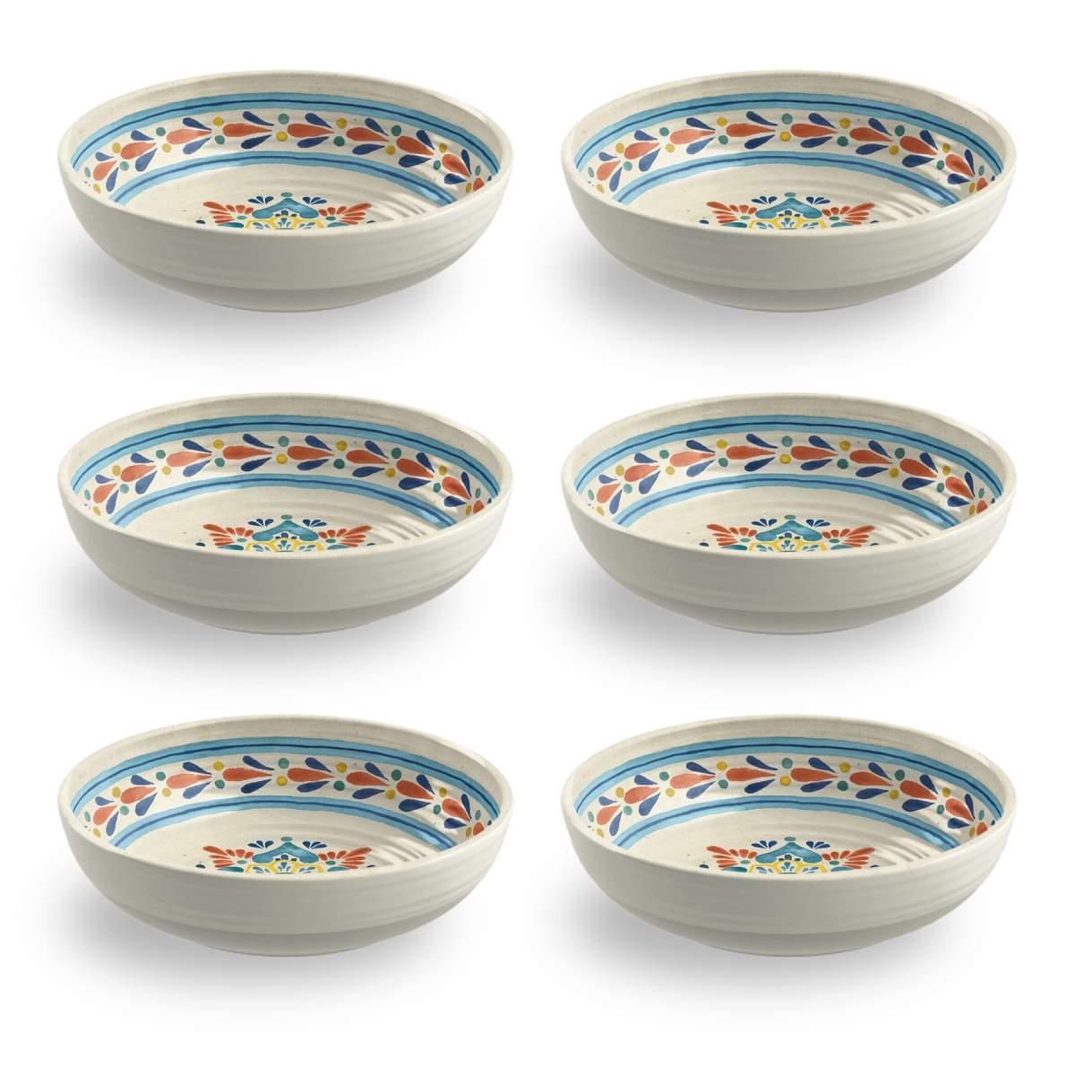 Picture of Abode Homewares DN22911271 8 in. 43.3 oz TarHong LaCena Medallion 6 Piece Low Bowl Set, Multi Color - 6 Piece