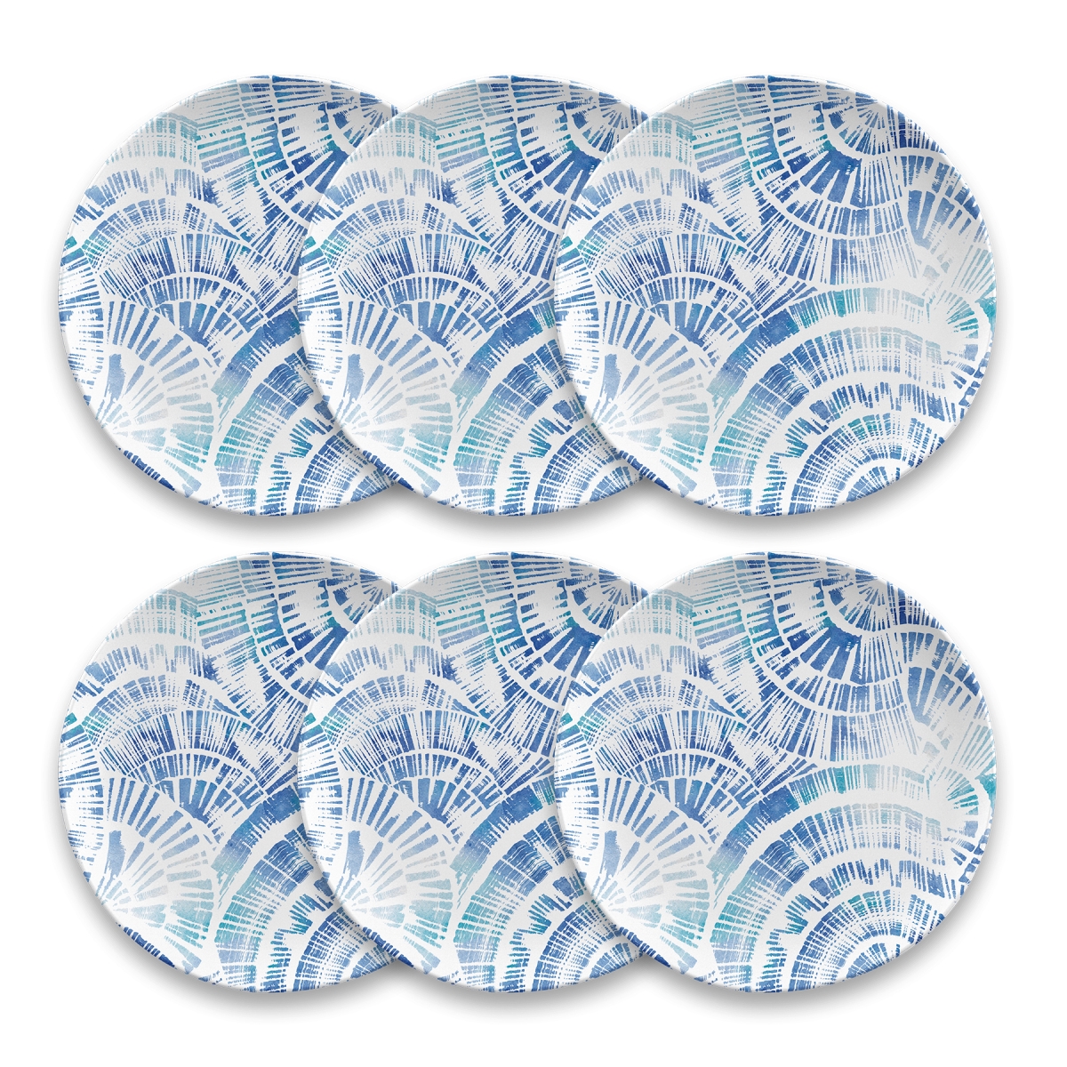 Picture of Abode Homewares DN22912179 8.5 in. TarHong Coastal Scallops Salad Plate, Blue - Set of 6