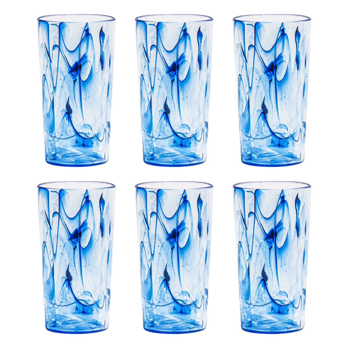 Picture of Abode Homewares DK22915170 23 oz Aegean Swirl Jumbo Glass, Blue - Set of 6