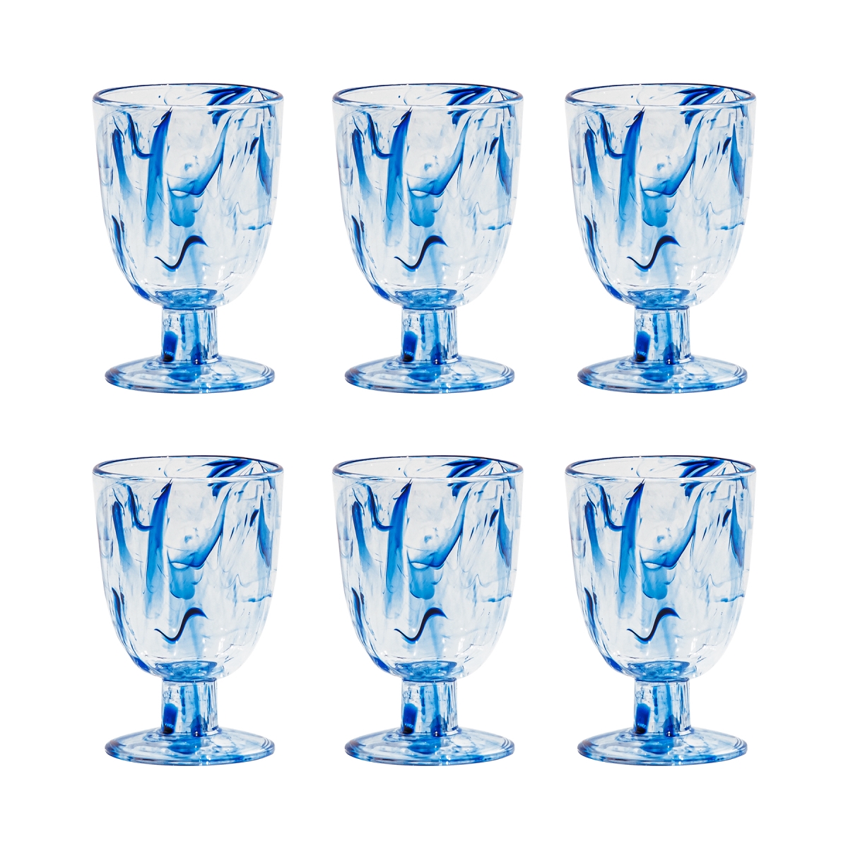 Picture of Abode Homewares DK22915378 14 oz TarHong Aegean Swirl Goblet, Blue - Set of 6