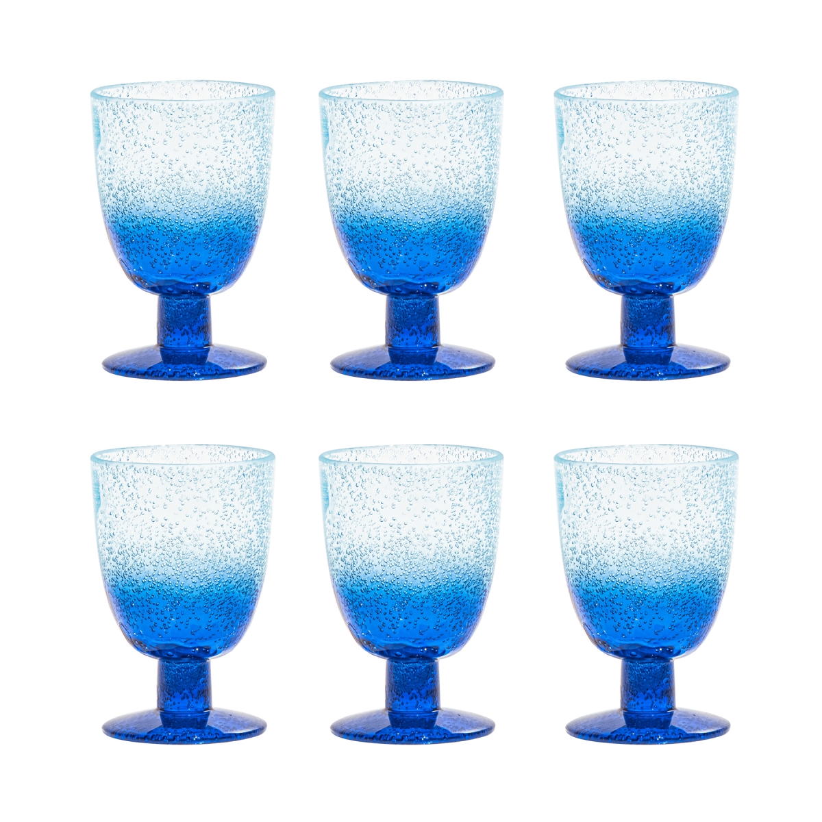 Picture of Abode Homewares DK22921478 14 oz TarHong Oceanic Ombre Goblet, Blue - Set of 6