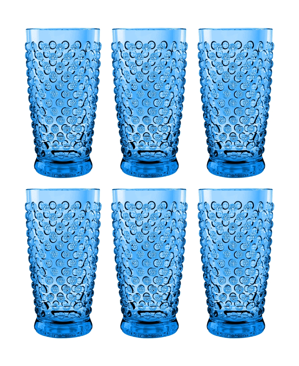 Picture of Abode Homewares DK23988679 20 oz Hobnail Jumbo Glass, Blue - Set of 6