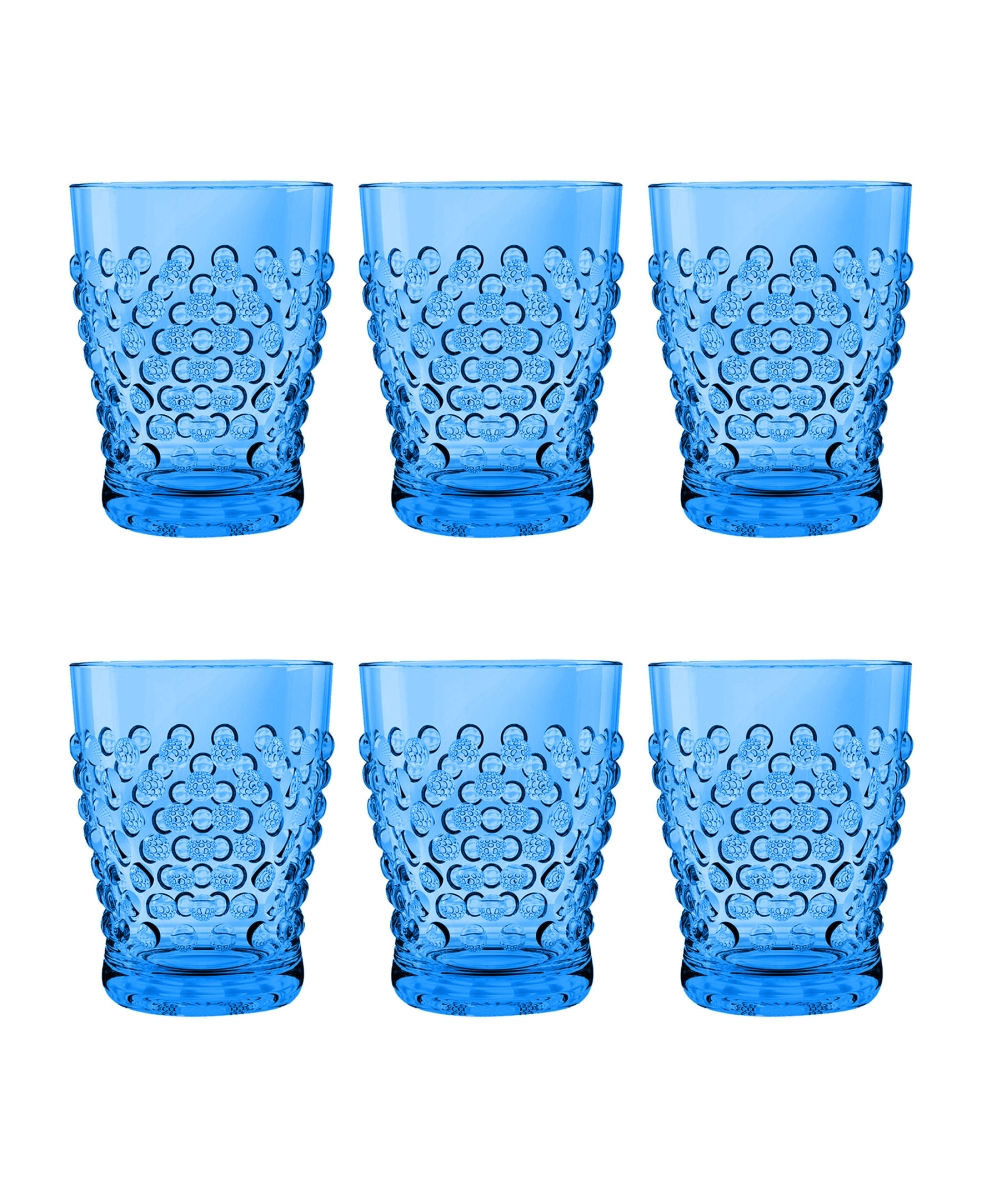 Picture of Abode Homewares DK23988778 14 oz Hobnail DOF Glass, Blue - Set of 6