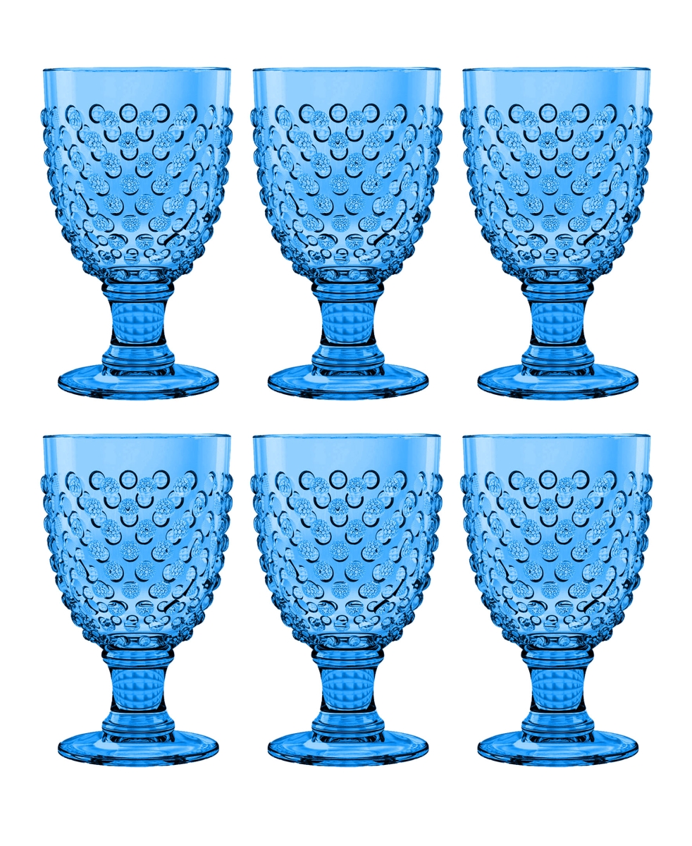 Picture of Abode Homewares DK23988877 17 oz TarHong Hobnail Goblet, Blue - Set of 6
