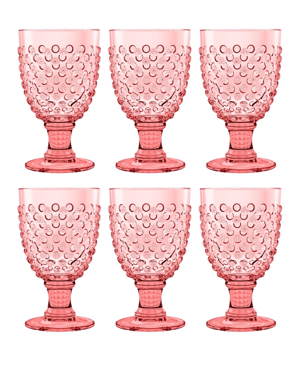 Picture of Abode Homewares DK23989270 17 oz TarHong Hobnail Goblet, Pink - Set of 6