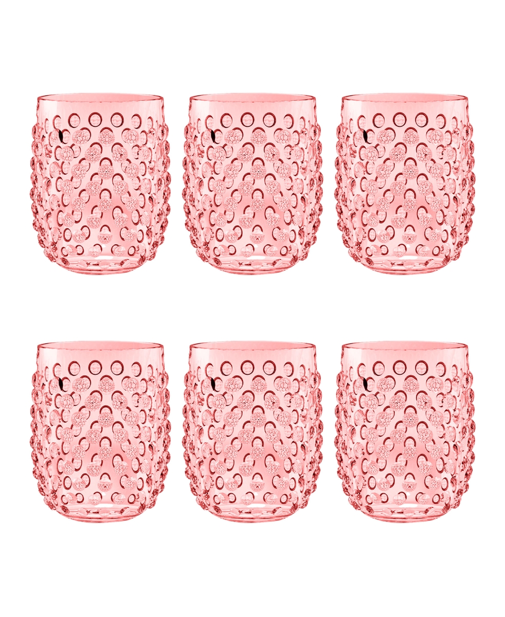 Picture of Abode Homewares DK23989379 15 oz Hobnail Stemless Glass, Pink - Set of 6