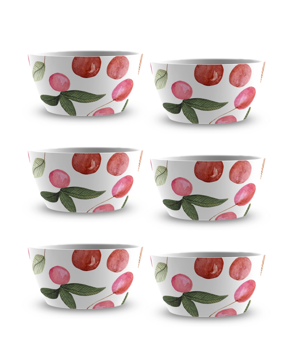 Picture of Abode Homewares DN23991174 4.7 x 2.4 in. 13.9 oz TarHong Berries & Cherries Desert Bowl, Red - Set of 6