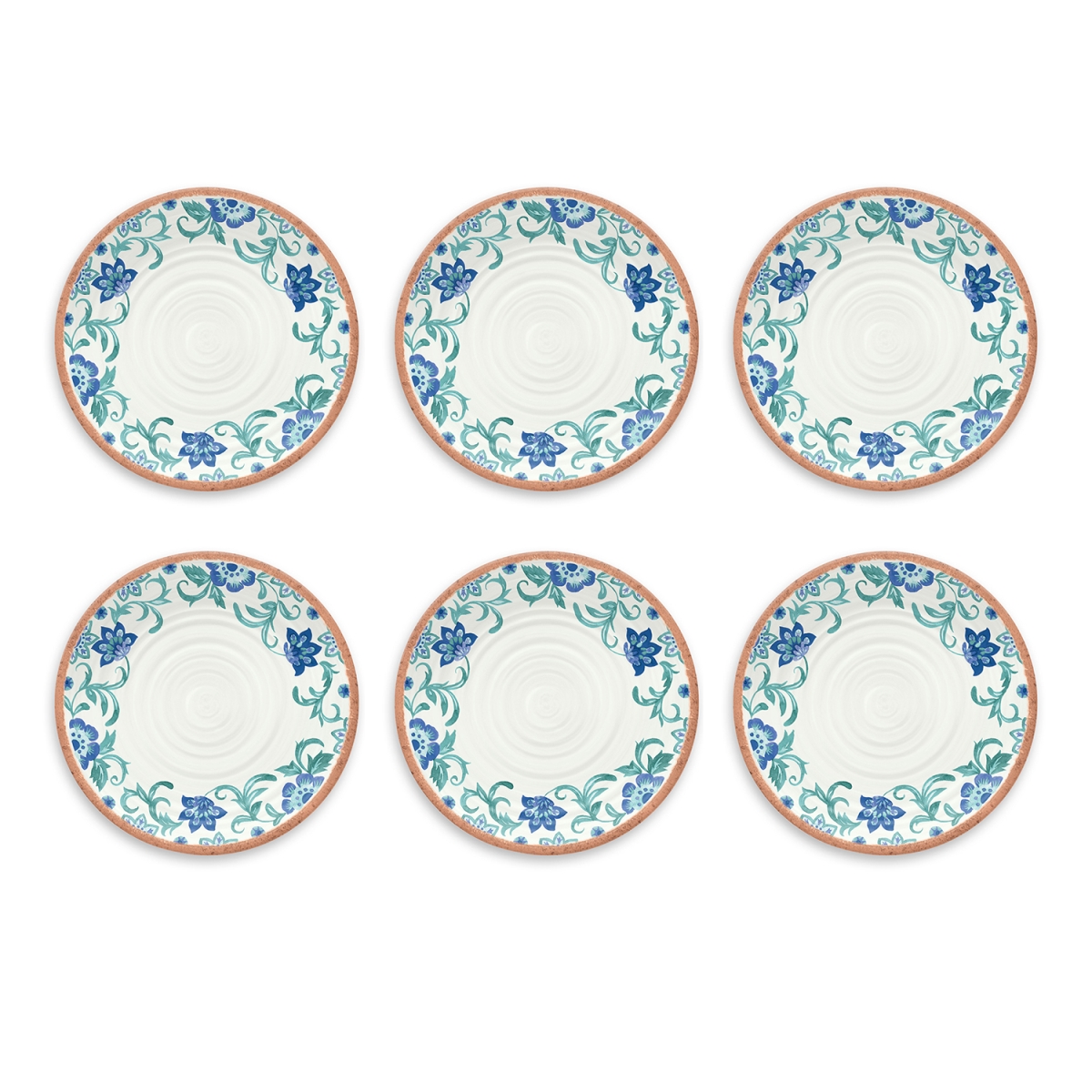Picture of Abode Homewares PAN1105MDRTF 10.5 x 0.9 in. Rio Turquoise Floral Dinner Plate - Set of 6