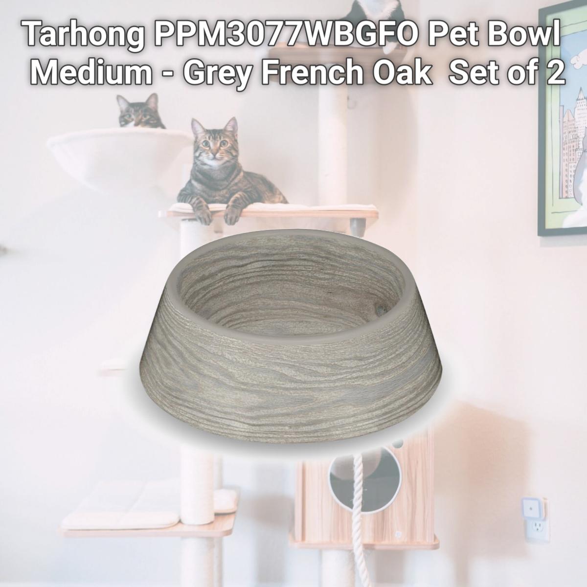 Picture of Tarhong PPM3077WBGFO Pet Bowl  Medium - Grey French Oak  Set of 2