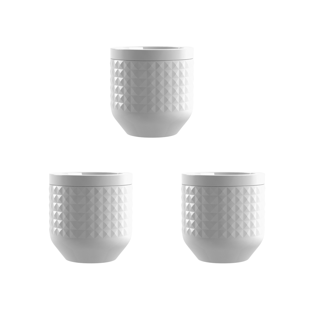Picture of TarHong CPDMSJ1055CW Diamond Stoneware Canister - Stoneware - Medium - Set of 3