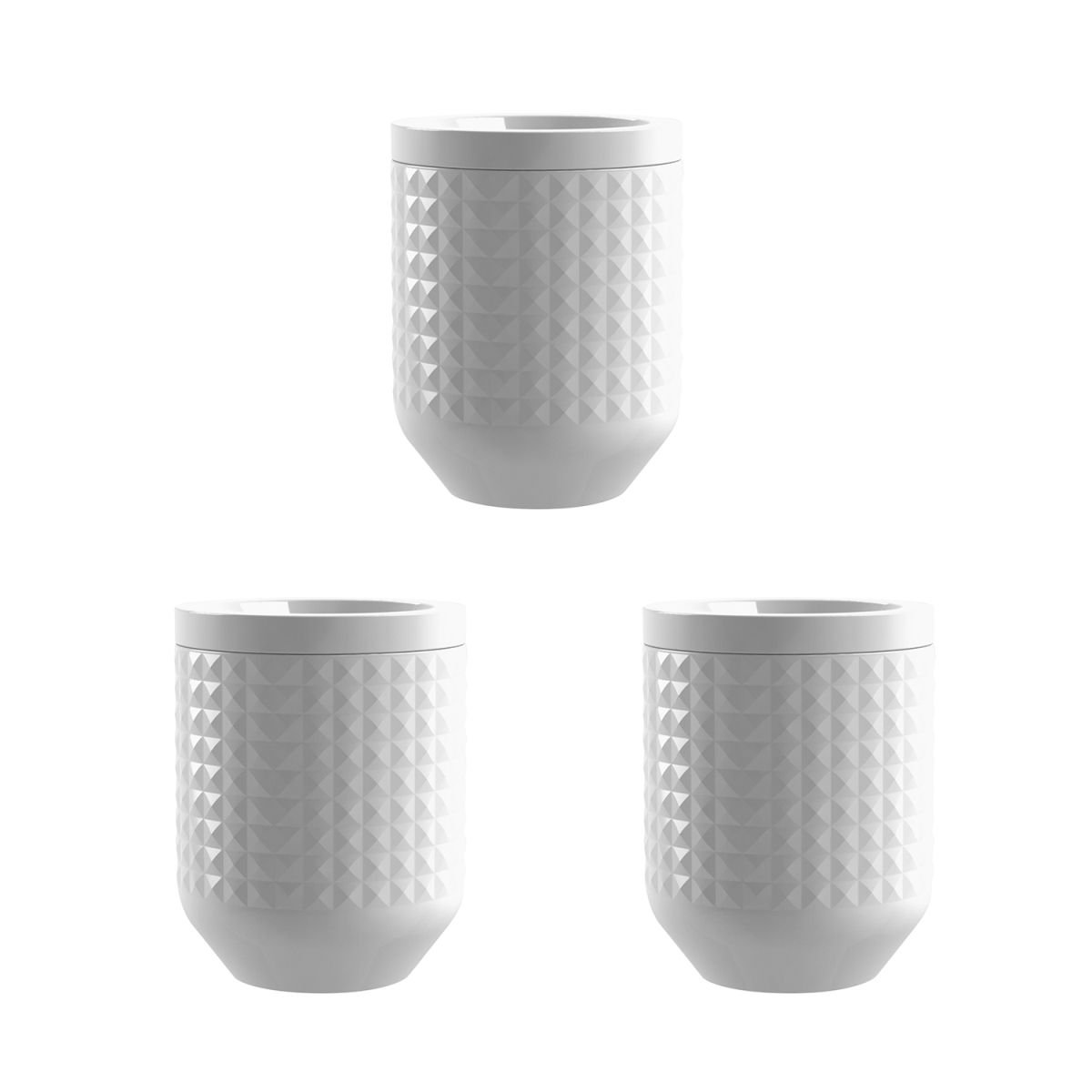 Picture of TarHong CPDMLD1060CW Diamond Stoneware Canister - Stoneware - Large - Set of 3
