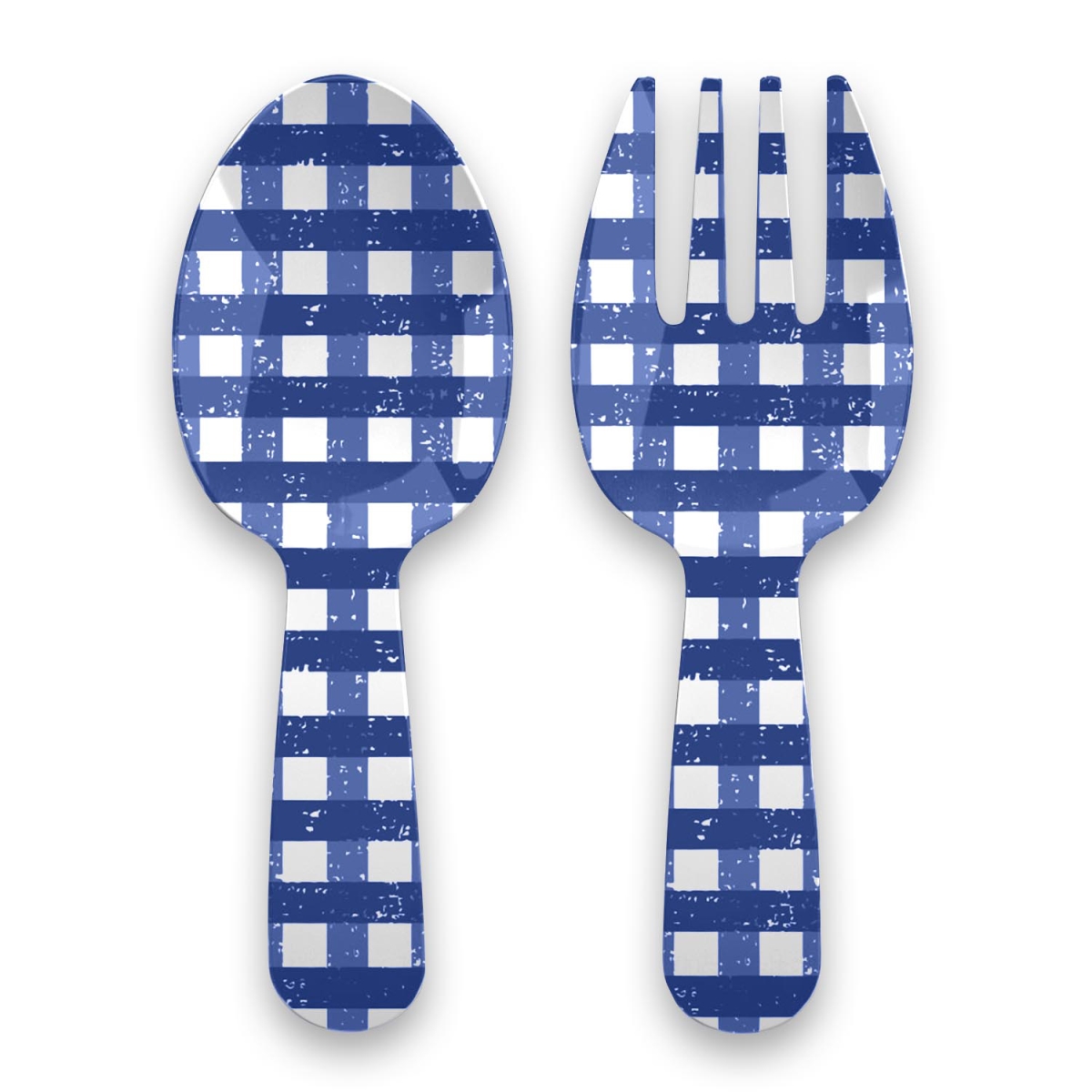 Picture of TarHong PTSS7106SFNG 10.6 in. Homemade Navy Gingham Salad Server Set - Melamine