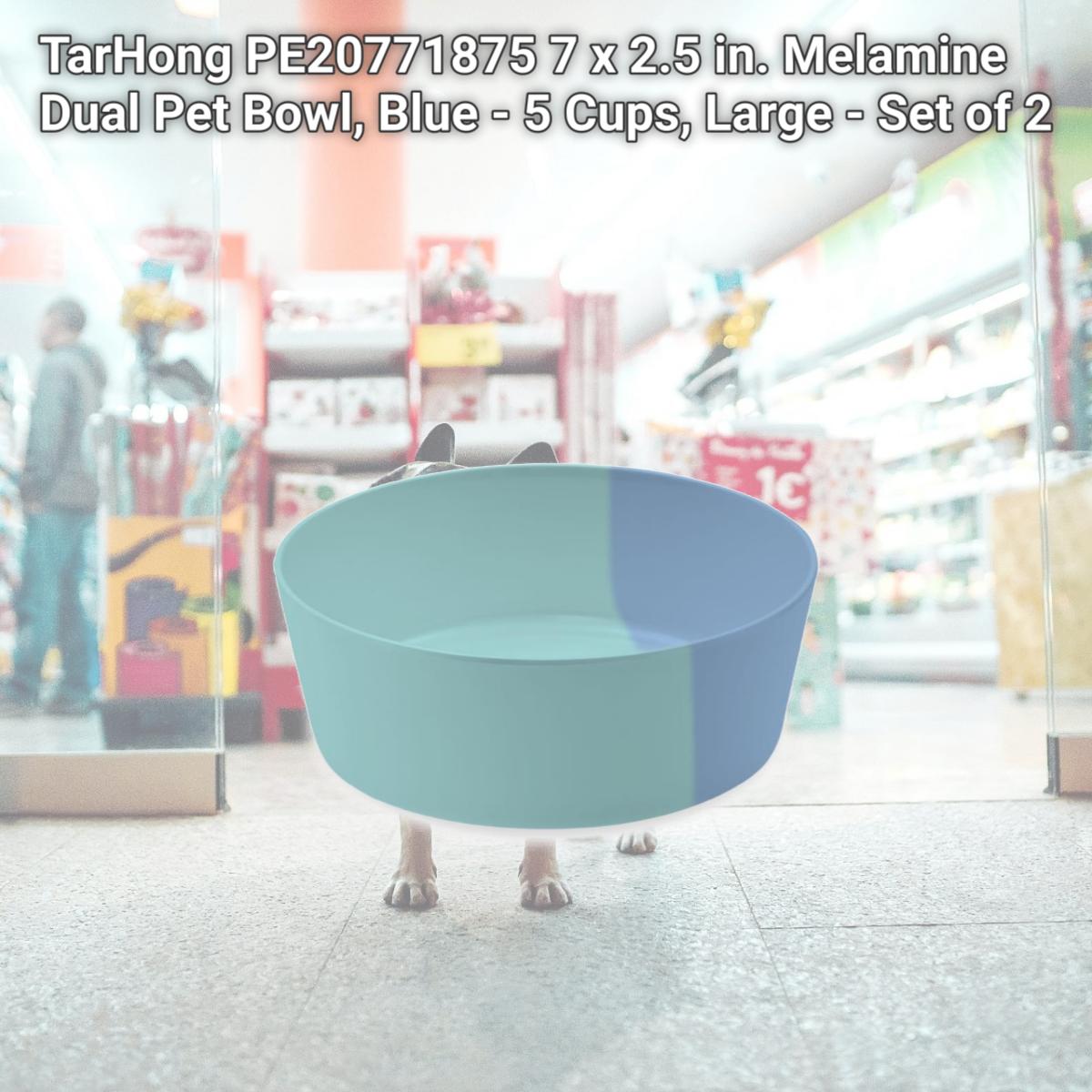 Picture of TarHong PE20771875 7 x 2.5 in. Melamine Dual Pet Bowl, Blue - 5 Cups, Large - Set of 2