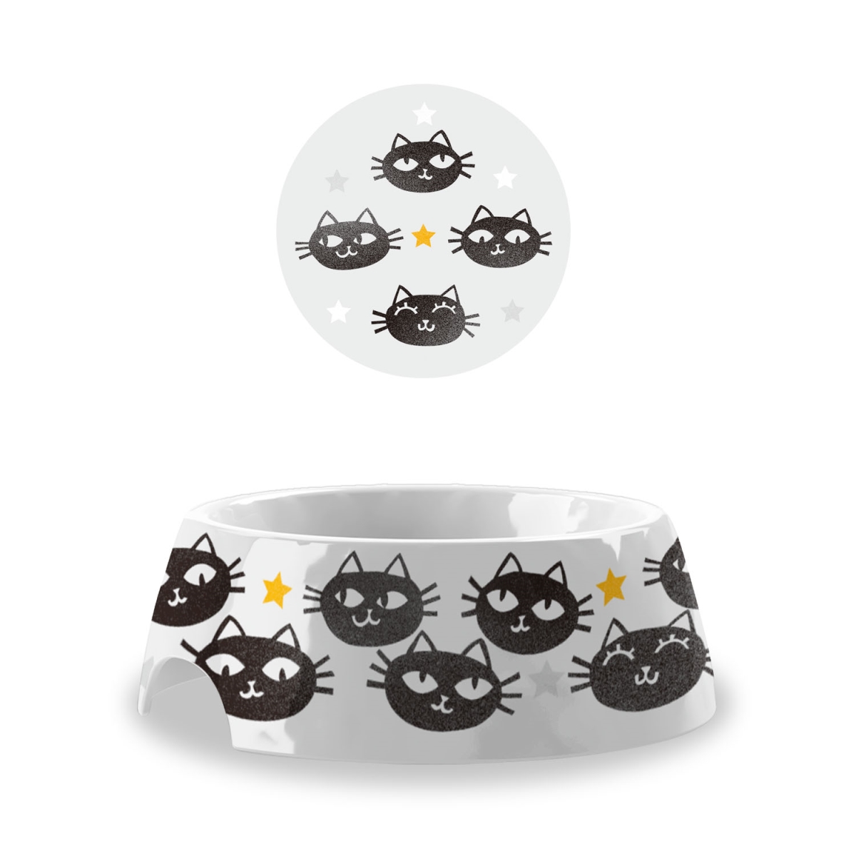 Picture of TarHong PE20774173 5.3 x 1.9 in. Melamine Matt The Cat Pet Bowl - Small - Set of 2