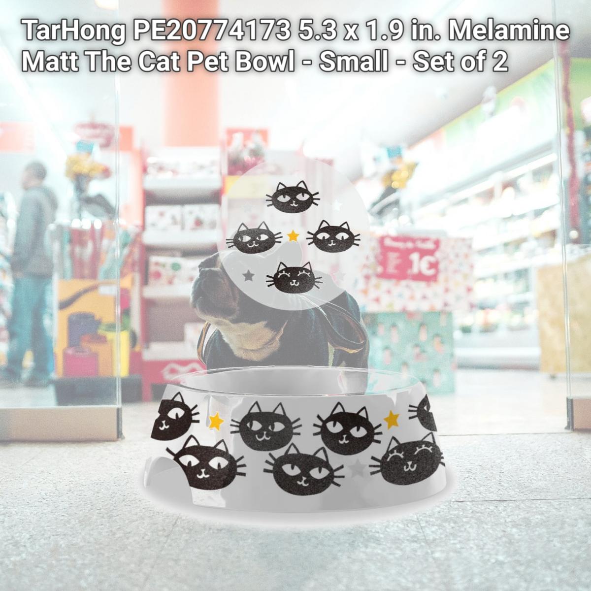 Picture of TarHong PE20774173 5.3 x 1.9 in. Melamine Matt The Cat Pet Bowl - Small - Set of 2