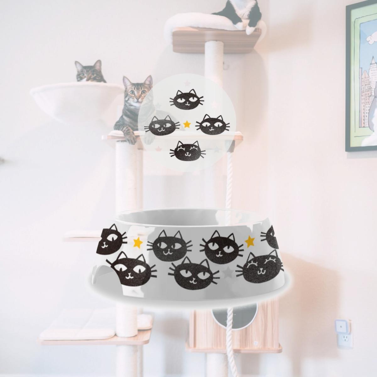 Picture of TarHong PE20774173 5.3 x 1.9 in. Melamine Matt The Cat Pet Bowl - Small - Set of 2