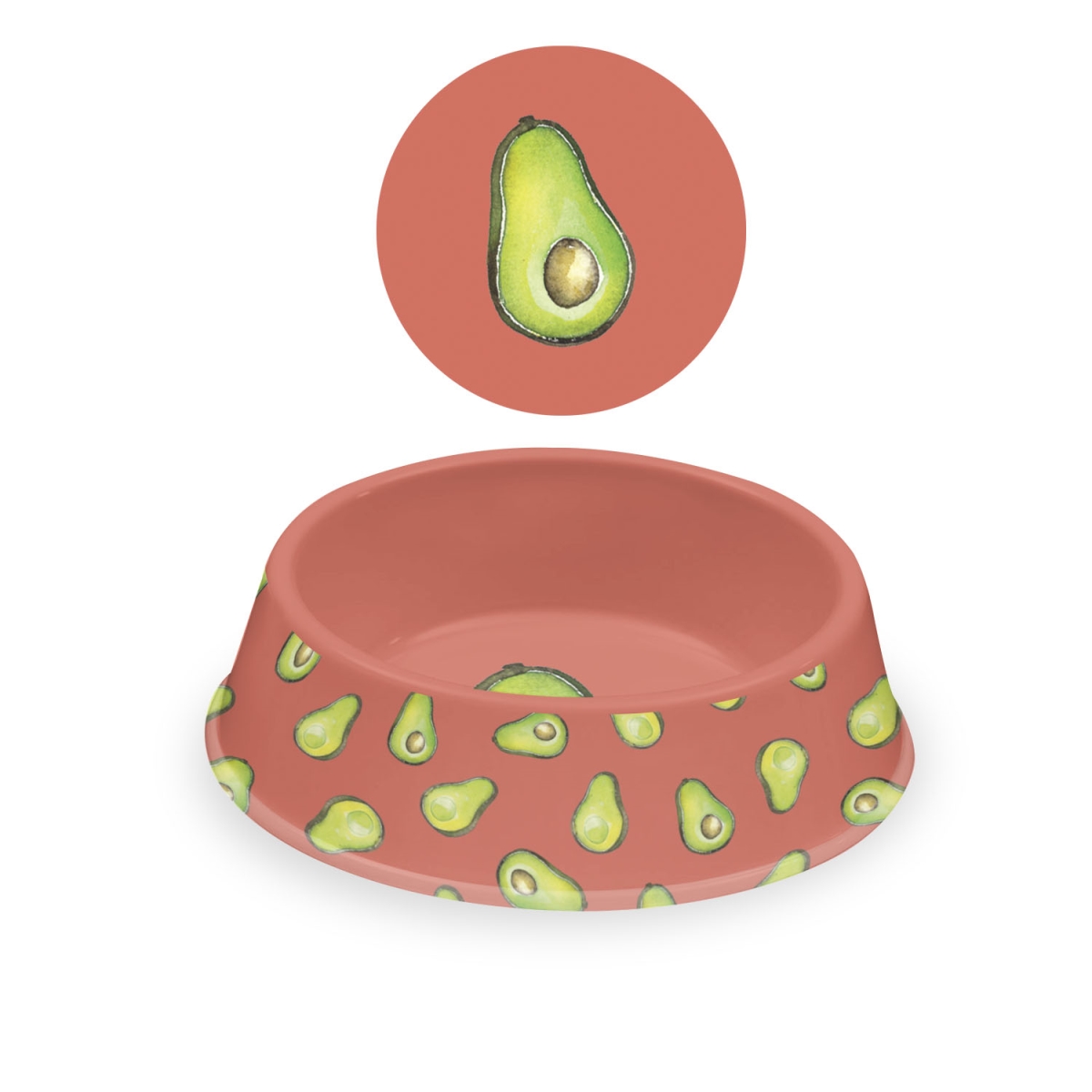 Picture of TarHong PE20774876 9 x 2.4 in. Melamine Fun Food Avocado Pet Bowl, 4 Cups - Medium - Set of 2