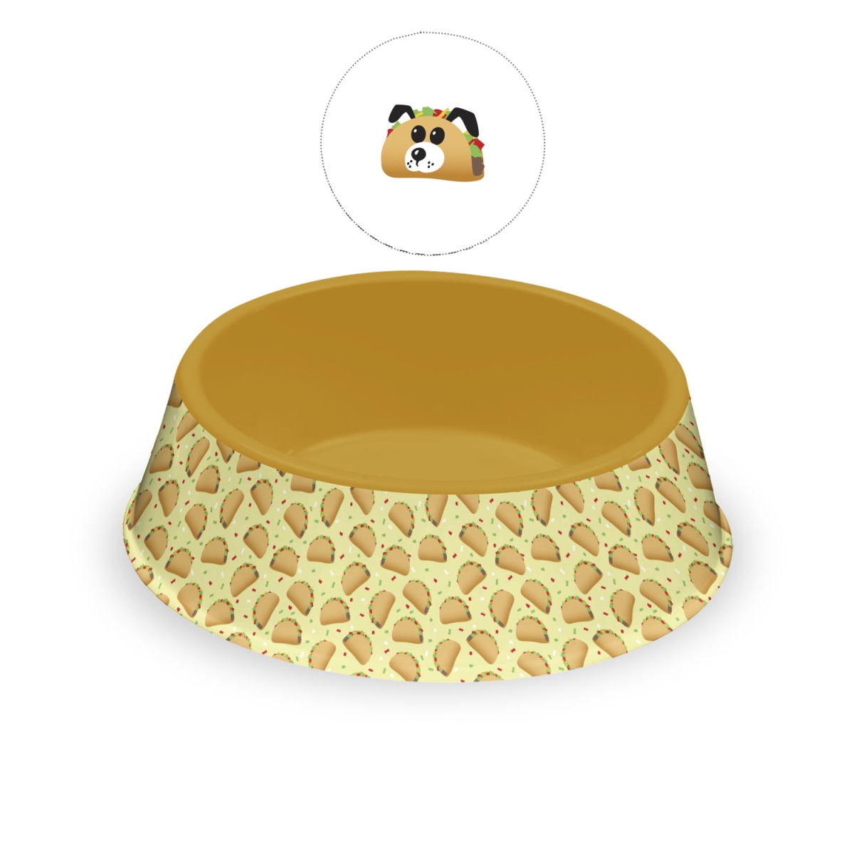 Picture of TarHong PE20775071 9.8 x 2.8 in. Melamine Fun Food Taco Dog Pet Bowl, 6 Cups - Large, Set of 2