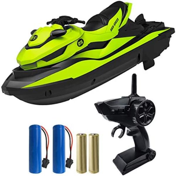 NC21654 IOKUKI 2.4G Remote Control Boat with Lakes & Pools with 2 Batteries for Kids & Adults - Green