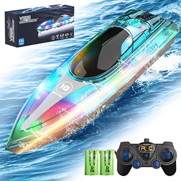 NC21681 RC 1-Hour Endurance Remote Control Boat with LED Lights for Kids & Adults
