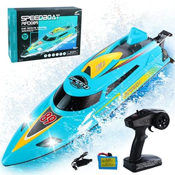 NC21685 2.4GHzZHTN-ITUY 20 PlusMPH Speed Remote Control Boat with Fast Radio Control Boats, Rechargeable Battery for Adults - Blue