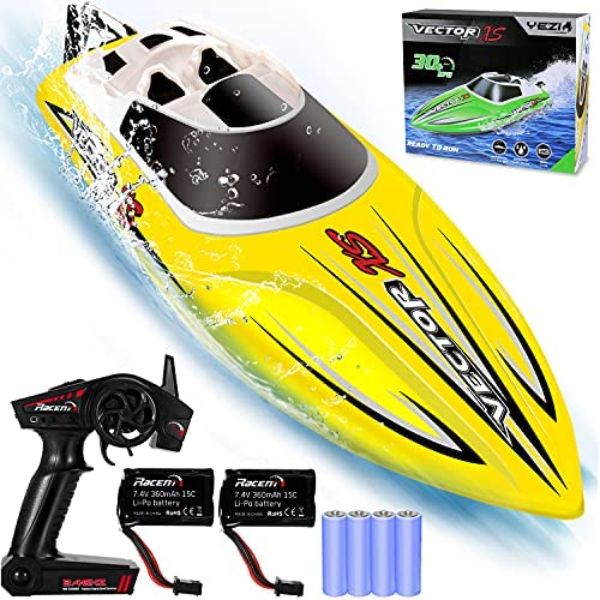 NC21690 YEZI Remote Control Boat with Radio Control for Pools & Lakes - Yellow