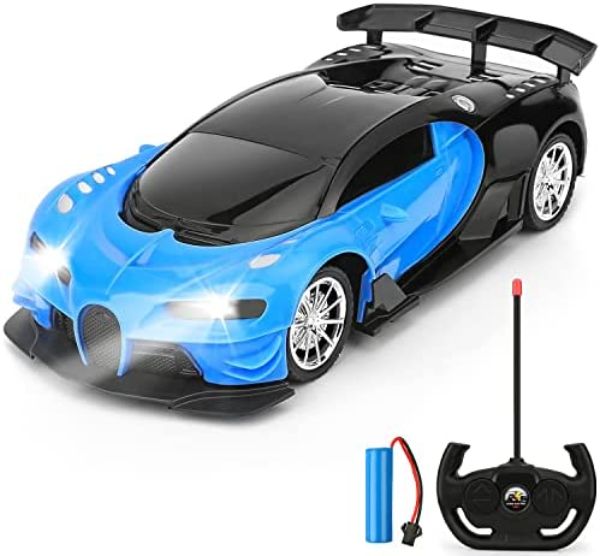 NC22289 1-16 Scale Remote Control Car with Electric Remote Toy Racing & LED Lights Rechargeable High-Speed Hobby for Kids - Blue