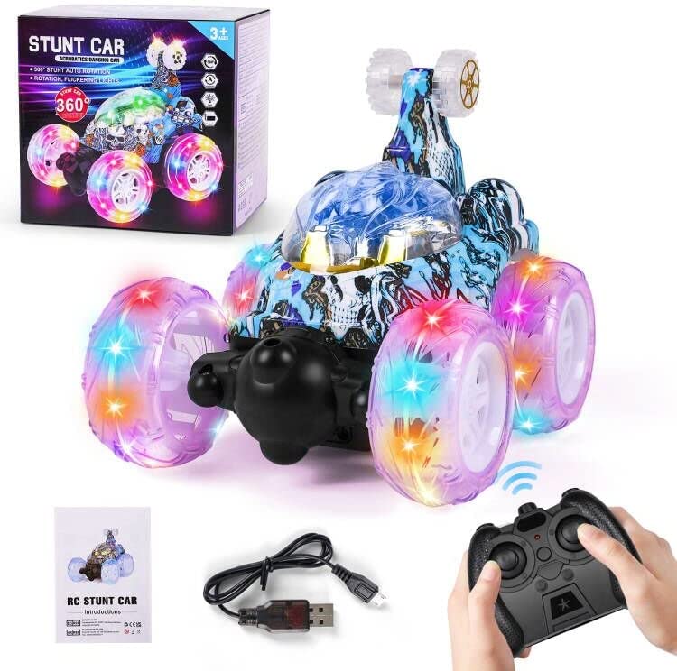 NC22294 360 deg Rolling Remote Control Car with Colorful Lights for Kids