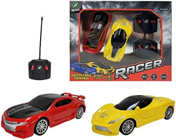 NC22328 Skidz Radio Control Cars with Remote Control for Kids - Red & Yellow