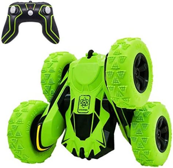 NC22344 Threeking Radio Control Stunt Cars with Remote Control & Double-Sided Driving 360-degree - Green