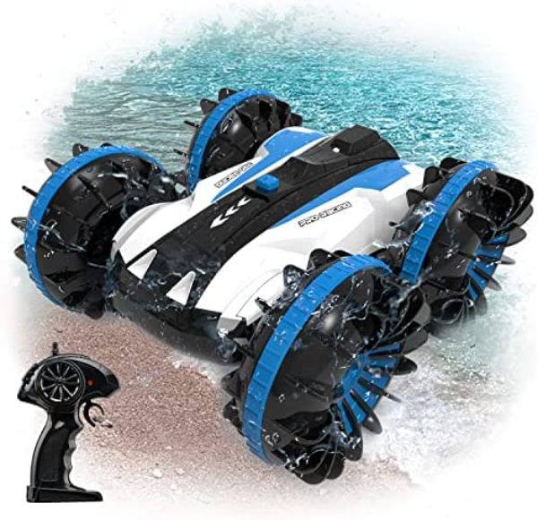 NC21700 2.4 GHz 4WD ALPHAREV Amphibious Remote Control Car with Radio Control Stunt for Kids - Blue