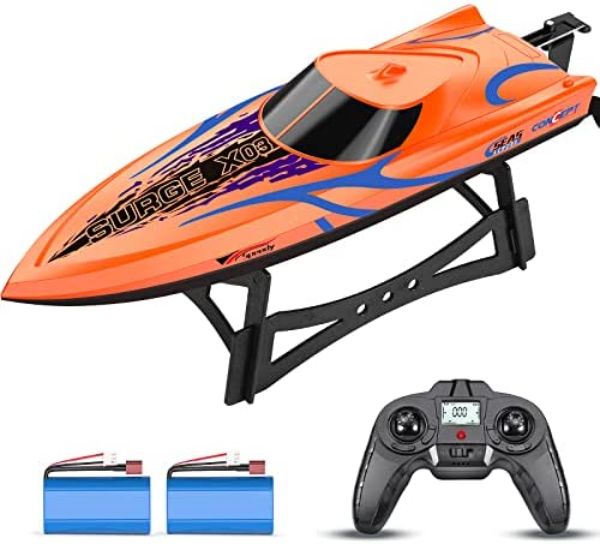 NC21725 2.4 GHz 20 Plus MPH HAIBOXING X03 Radio Control Boat with Remote Control Boat for Pool & Lake, Jet Boat Electric Powered - Orange