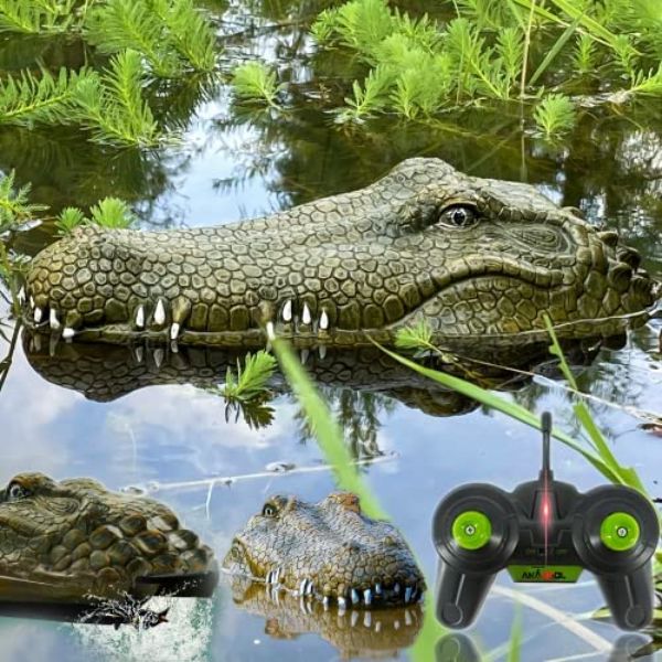 NC21730 2.4 GHz Akargol Remote Control with Alligator Head & Large Decoy & Floating Crocodile Head Toy for Adults & Kids