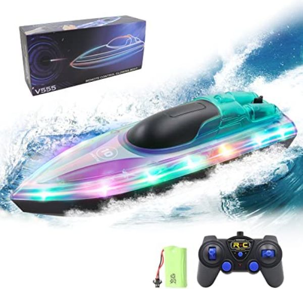 NC21731 2.4GHZ Remote Control Boat with RC & LED Light Remote for Pools & Lakes for Kids Remote Control