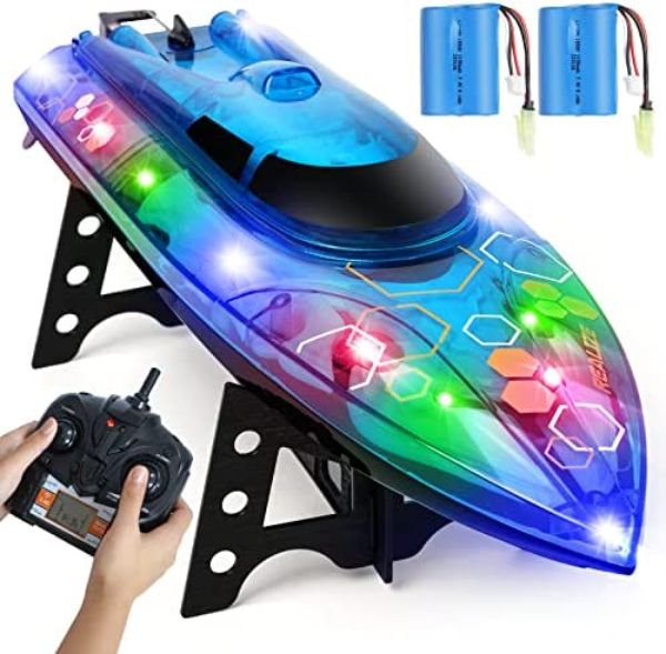 NC21738 2.4Ghz Zyerch Radio Control Boat with Remote Control Boat & LED Light for Pools & Lakes