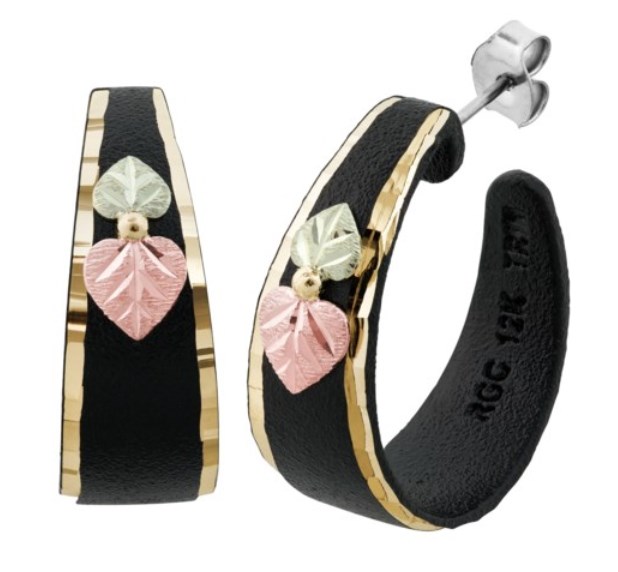 Picture of TR Jewelry Concepts G C50698-BR CCO 12K Black Half Hoop Earrings&#44; Brass