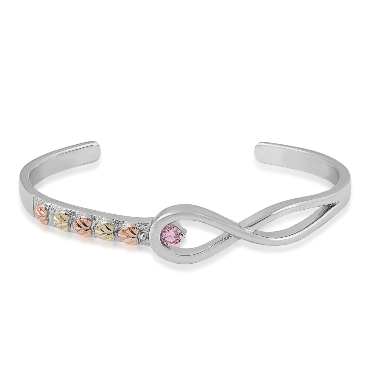 Picture of Landstroms Original Black Hills Gold MRLBR3823CZPK Black Hills Gold Sterling Silver Pink CZ Love Knot Cuff Bracelet