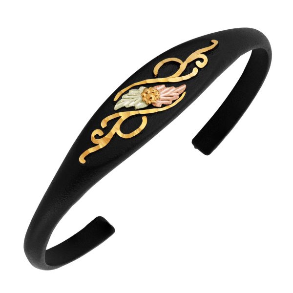 Picture of Mt Rushmore Black Hills Gold G 8371 Black Hills Gold on Black Enameled Brite Cut Cuff Bracelet