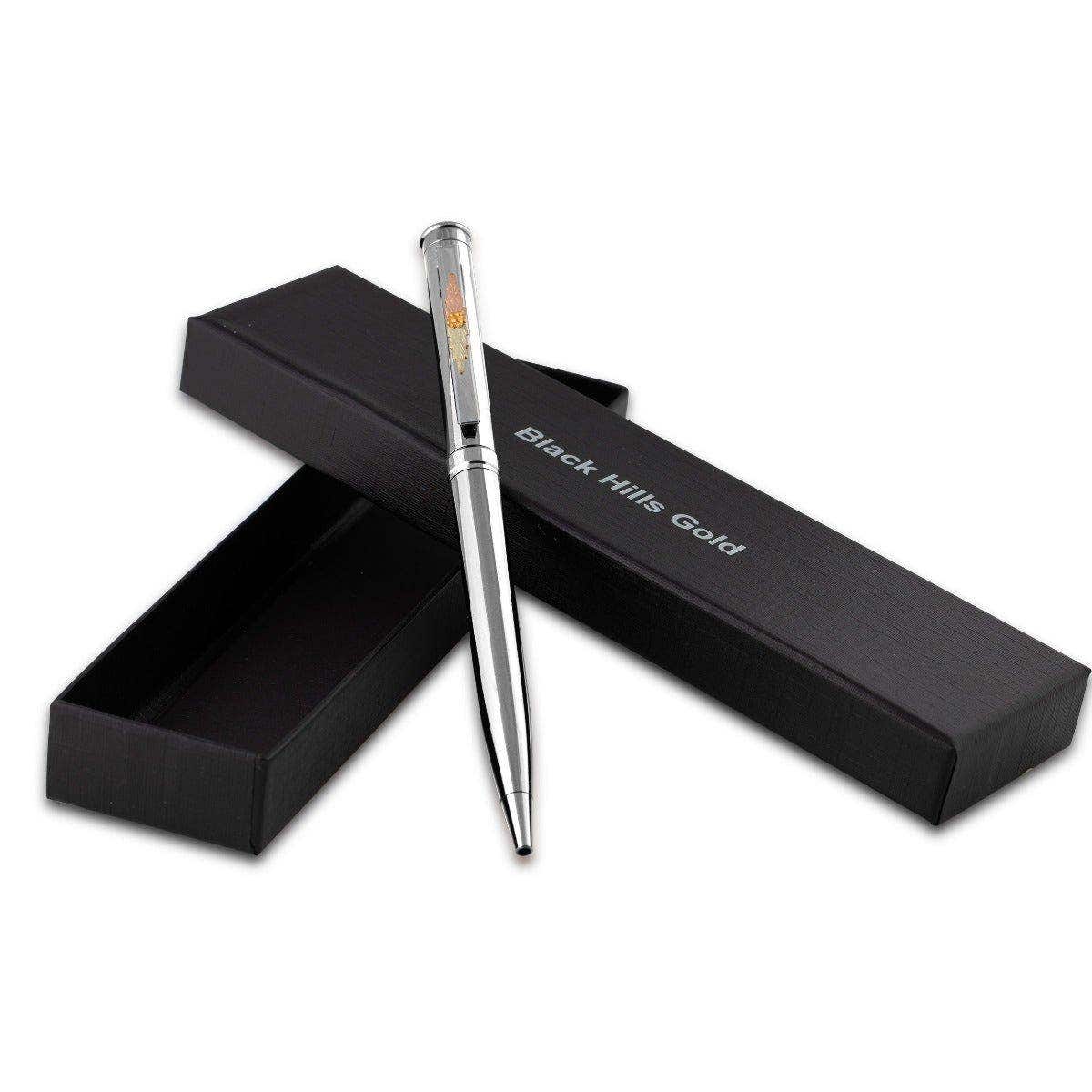 Picture of Mt Rushmore Black Hills Gold MR748 Black Hills Gold Pen in Sterling Silver with Refill & Box