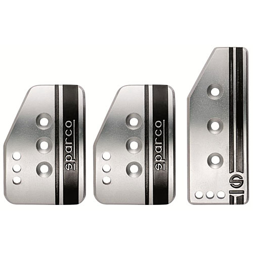 Picture of Sparco 037879IT01 Pedal Set Settanta Short&#44; Silver&#44; Black & White