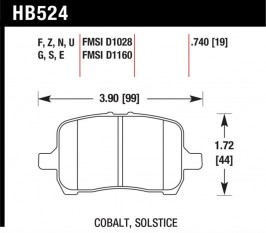Hawk Performance HB524F.740 Street Front Brake Pads for 2005-2007 Cobalt SS, 2008-2009 HHR & 2004 Plus Malibu 07A Plus G5 GT 2006 Plus G6 HPS