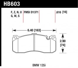 Hawk Performance HB603F.616 Street Front Brake Pads for BMW 135i HPS