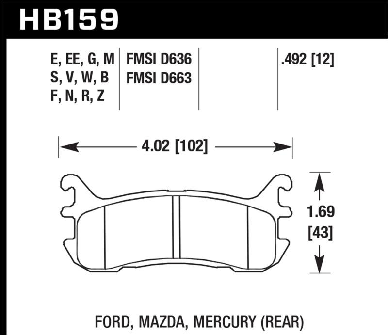 Hawk Performance HB159E.492 Rear Brake Pads for 1994-2005 Miata, 2001-2005 Normal Suspension Blue 9012 Race