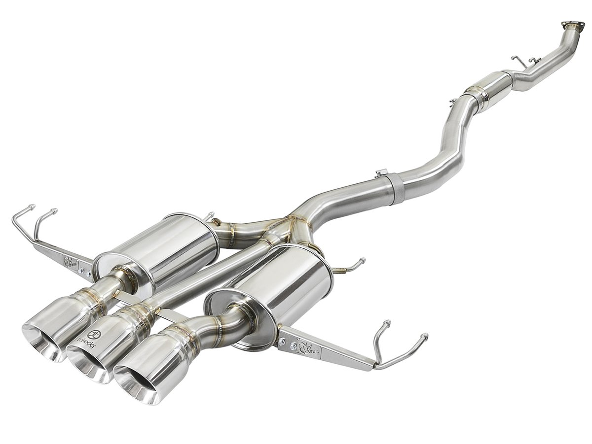 Picture of AFE 49-36623-P 3 in. Takeda 304 Stainles Steel Cat-Back Exhaust with Tri-Polished Tips for 2017-2018 Honda Civic Type R L4 2.0L