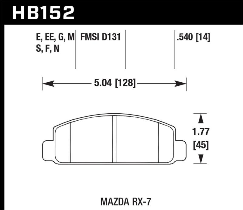 Hawk Performance HB152F.540 Street Front Brake Pads for Mazda RX-7 HPS
