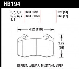 Hawk Performance HB194G.570 Rear Brake Pads for 2010-2011 Chevy Camaro SS DTC-60 Race