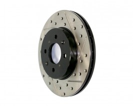 Slotted & Drilled Rear Left Rotor - Silver - 1 Piece - Enhanced Performance