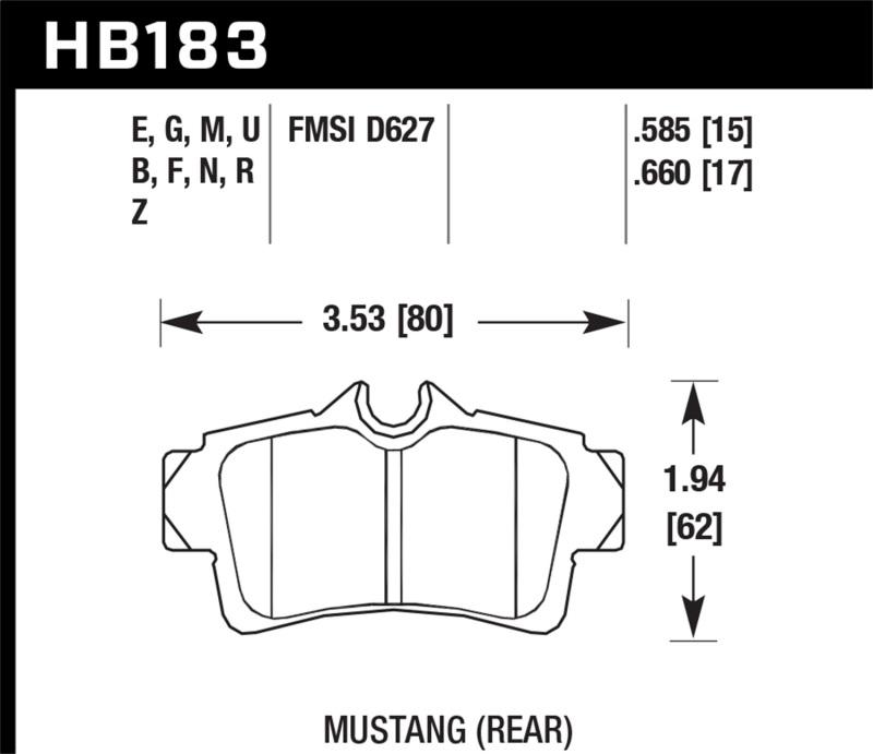 Hawk Performance HB183F.585 Street Rear Brake Pads for 1994-2004 Ford Mustang HPS
